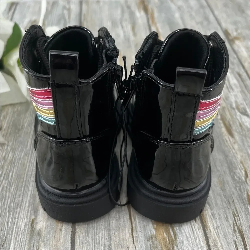 Baby Girl Patent Boots Lace up Bootie Shoes Size 5